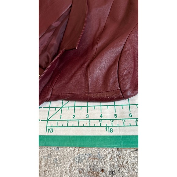 Bagatelle Vintage Size 10 Red Burgundy Leather Blazer Jacket Wine Monica Goth - Picture 8 of 12
